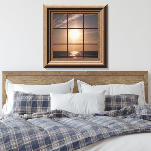 Faux Window Uitzicht Ocean Sunset Canvas Wall Art (Insitu (Slaapkamer))