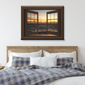 Faux Window Uitzicht Ontspannen Ocean Sunset Canvas Afdruk (Insitu (Slaapkamer))