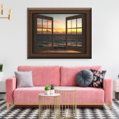 Faux Window Uitzicht Ontspannen Ocean Sunset Canvas Afdruk (Insitu (Woonkamer))