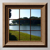 Faux Window Uitzicht Peaceful Landscape Pond Grass Poster (Voorkant)