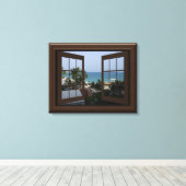 Faux Window Uitzicht Peaceful Ocean Scene Tropical Canvas Afdruk (Insitu (Houten vloer))