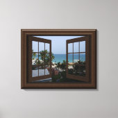 Faux Window Uitzicht Peaceful Ocean Scene Tropical Canvas Afdruk (Voorkant)