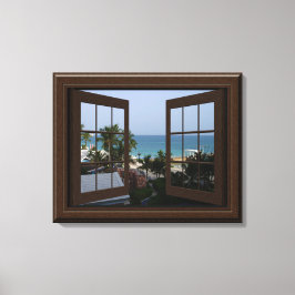 Faux Window Uitzicht Peaceful Ocean Scene Tropical Canvas Afdruk