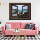 Faux Window Uitzicht Peaceful Ocean Scene Tropical Canvas Afdruk (Insitu (Woonkamer))