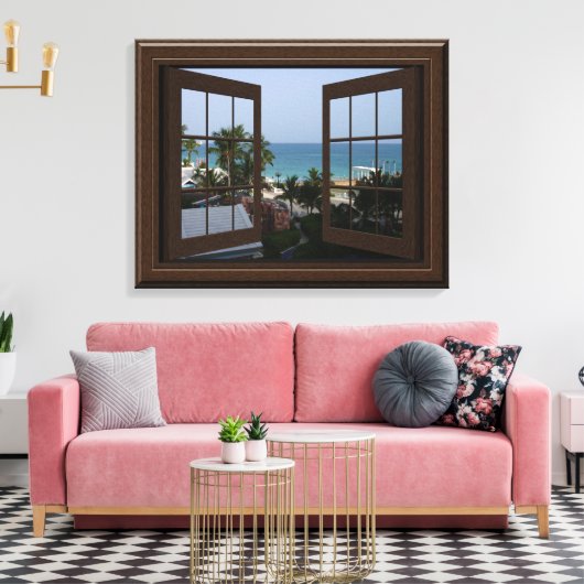 Faux Window Uitzicht Peaceful Ocean Scene Tropical Canvas Afdruk (Insitu (Woonkamer))