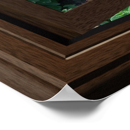 Faux Window Uitzicht Peaceful Roos Garden Relaxing Poster (Hoek)