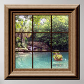 Faux Window Uitzicht Peaceful Water Garden Zen Poster (Voorkant)