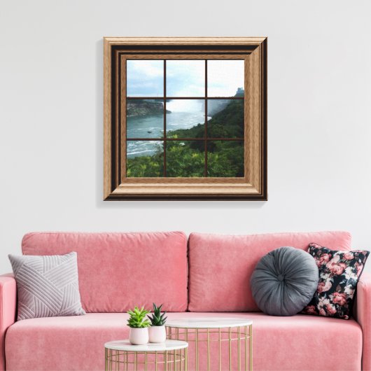 Faux Window Uitzicht Peaceful Waterfall Niagara He Canvas Afdruk (Insitu (Woonkamer))