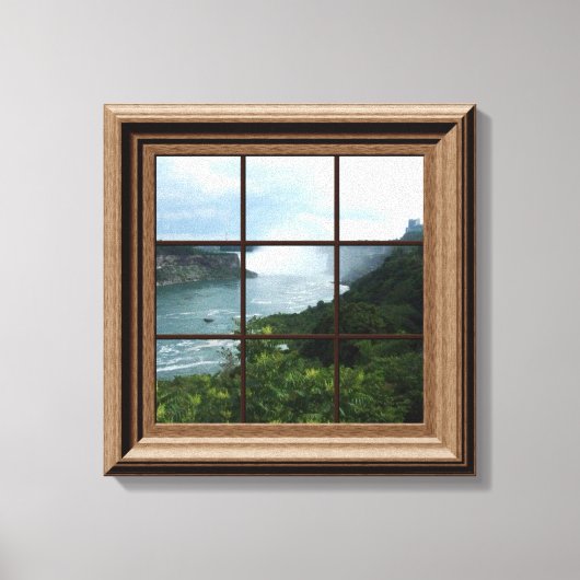 Faux Window Uitzicht Peaceful Waterfall Niagara He Canvas Afdruk (Voorkant)