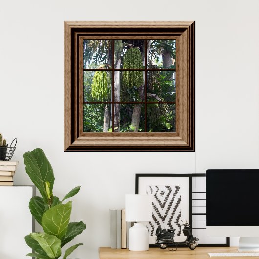 Faux Window Uitzicht Tropical Forest Trees Poster (Thuiskantoor)