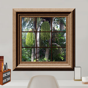 Faux Window Uitzicht Tropical Forest Trees Poster