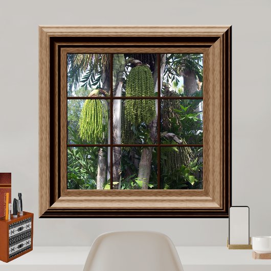 Faux Window Uitzicht Tropical Forest Trees Poster
