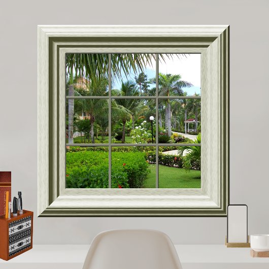 Faux Window Zen Tropical Landscape Relaxing Poster