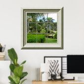 Faux Window Zen Tropical Landscape Relaxing Poster (Thuiskantoor)