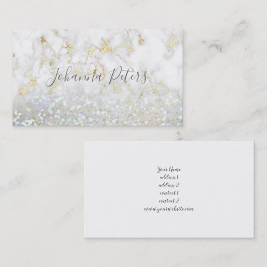 faux wit glitter goud marmer visitekaartje (Voorkant / Achterkant)