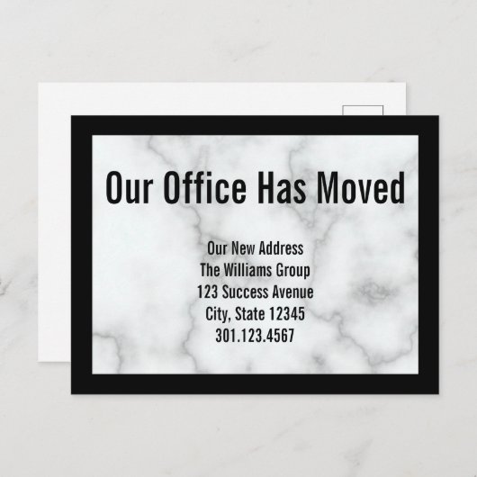 Faux wit marmer Kantoor bewegende aankondiging (Voorkant / Achterkant)