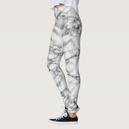 Faux wit marmer ontwerp Leggings (Links)