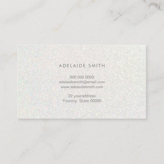 FAUX witte glitter achtergrond Visitekaartje (Achterkant)