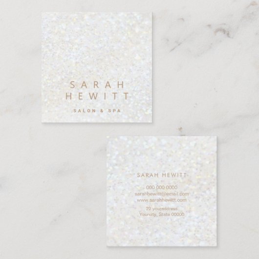 · faux witte glitter vierkante visitekaartje (Voorkant / Achterkant)