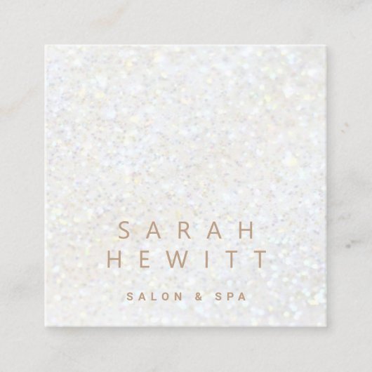 · faux witte glitter vierkante visitekaartje (Voorkant)