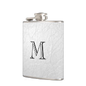 Faux Witte leder Monogram Roestvrij staal Kolf Heupfles (Links)