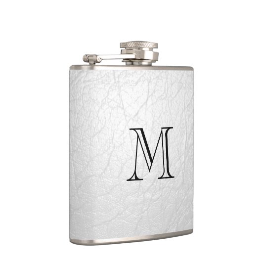 Faux Witte leder Monogram Roestvrij staal Kolf Heupfles (Rechts)