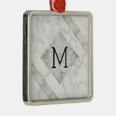 Faux witte marmer en beige albast met monogram metalen ornament (Rechts)
