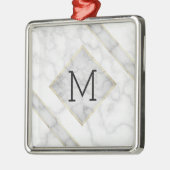 Faux witte marmer en beige albast met monogram metalen ornament (Links)