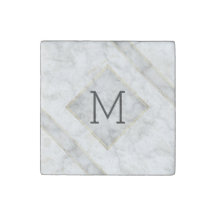 Faux witte marmer en beige albast met monogram