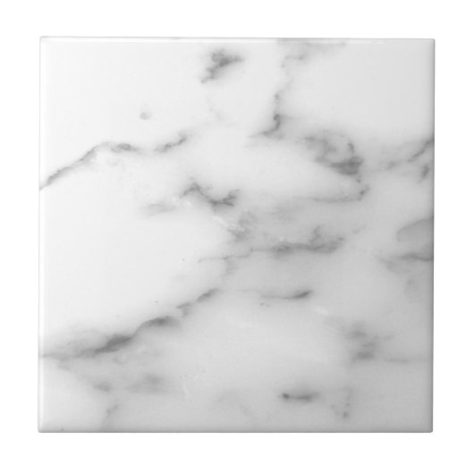 Faux witte marmeren steen print aangepaste keramis tegeltje (Voorkant)