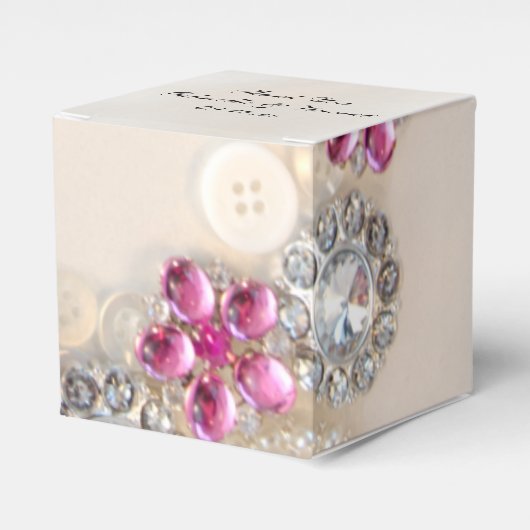 Faux Witte Parels Roze Diamant Buttonnen Bruiloft Bedankdoosjes (Voorkant Zijde)
