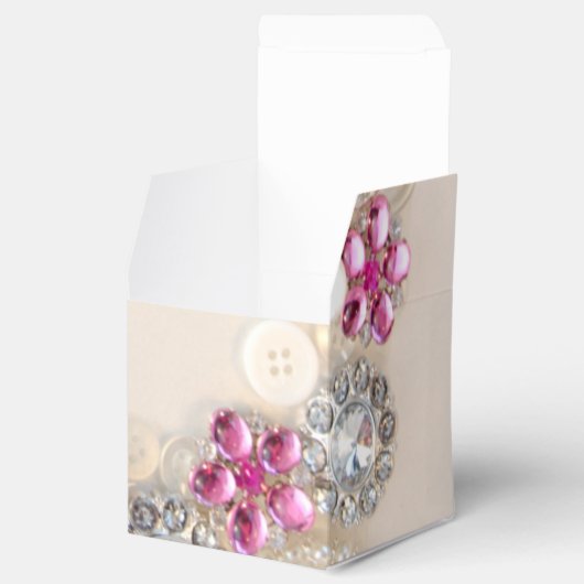 Faux Witte Parels Roze Diamant Buttonnen Bruiloft Bedankdoosjes (Geopend)