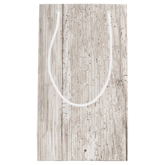 Faux witte verweerde houten geschenkzak klein cadeauzakje (Voorkant)