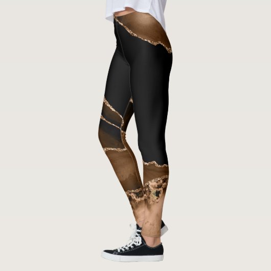 Faux woestijn bruin gemarmerd agate hedendaagse st leggings (Links)