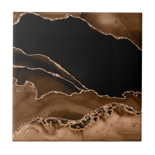 Faux woestijn bruin gemarmerd agate hedendaagse st tegeltje (Voorkant)