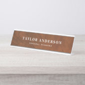 Faux Wood Background Personalized Name Bord Bureau Naambordje (Voorkant)