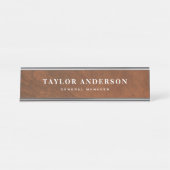 Faux Wood Background Personalized Name Bord Bureau Naambordje (Voorkant)