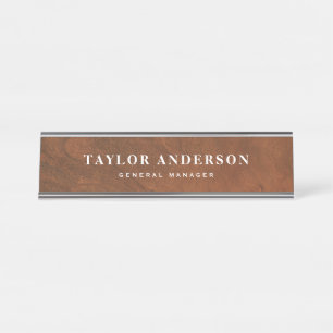 Faux Wood Background Personalized Name Bord Bureau Naambordje