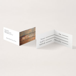 Faux Wood Cadeaubon Visitekaartje