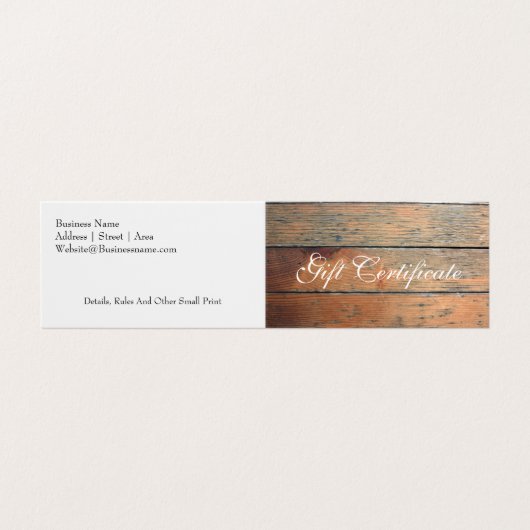 Faux Wood Cadeaubon Visitekaartje (Buitenkant ongevouwen)
