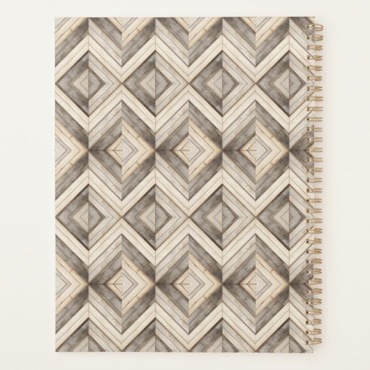 Faux Wood Chevron Stripes Modern Planner (Achterkant)
