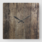 Faux Wood Clock Vierkante Klok (Voorkant)