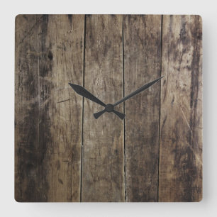 Faux Wood Clock Vierkante Klok
