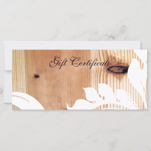 Faux Wood en White Floral Gift Certificate (Voorkant)