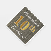 Faux Wood, Faux Gold 10th Birthday + Eigen naam Servetten (Hoek)