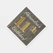 Faux Wood, Faux Gold 11th Birthday + Eigen naam Servetten (Hoek)