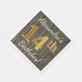 Faux Wood, Faux Gold 14th Birthday + Eigen naam Servetten (Hoek)