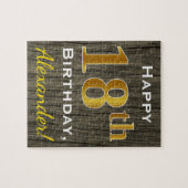 Faux Wood, Faux Gold 18th Birthday + Eigen naam Legpuzzel (Horizontaal)
