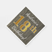 Faux Wood, Faux Gold 18th Birthday + Eigen naam Servetten (Hoek)