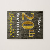 Faux Wood, Faux Gold 20th Birthday + Eigen naam Legpuzzel (Horizontaal)